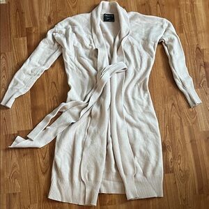 Women’s Light Cream Long Belted Open Cardigan small/medium